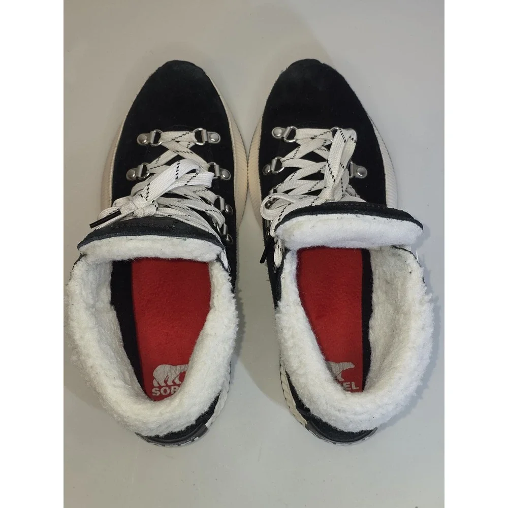 Sorel Boots Womens Size 9 Out N About Plus Conquest Black White Faux Fur Snow